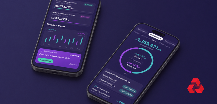 NatWest Bankline case study cover: two phones with the cashflow wheel.